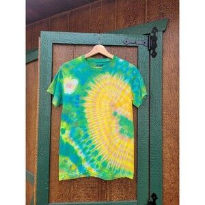 Tie Dye Tee Shirt Short sleeve Size Small Yellow Green